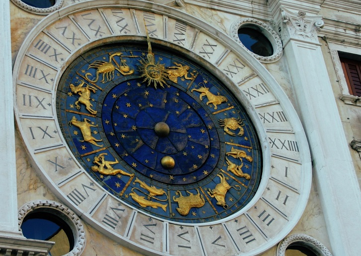 Clock with Zodiac signs