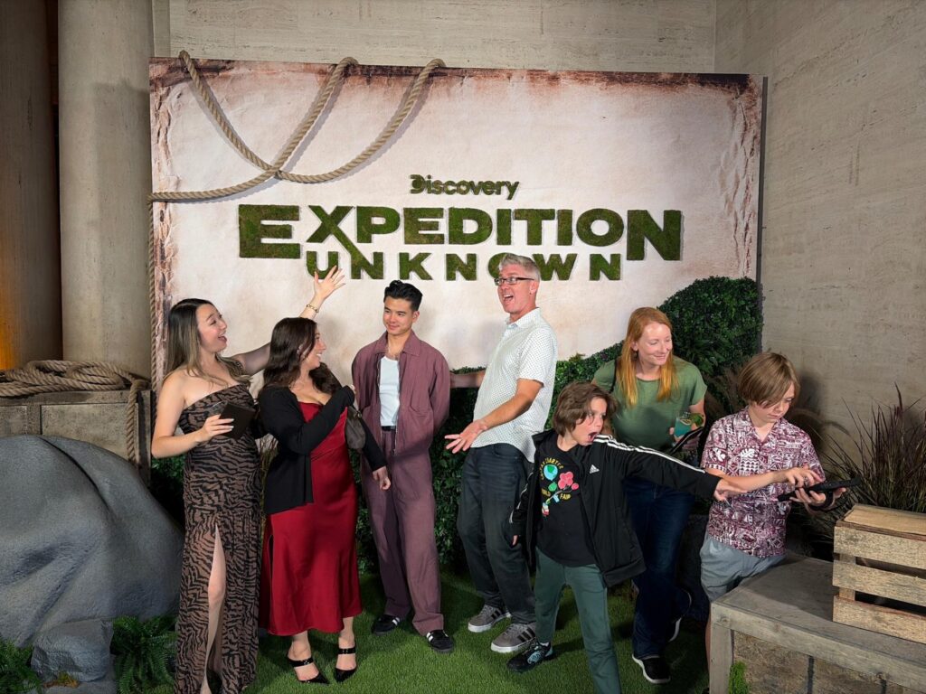 Players on a scavenger hunt at the Natural History Museum.